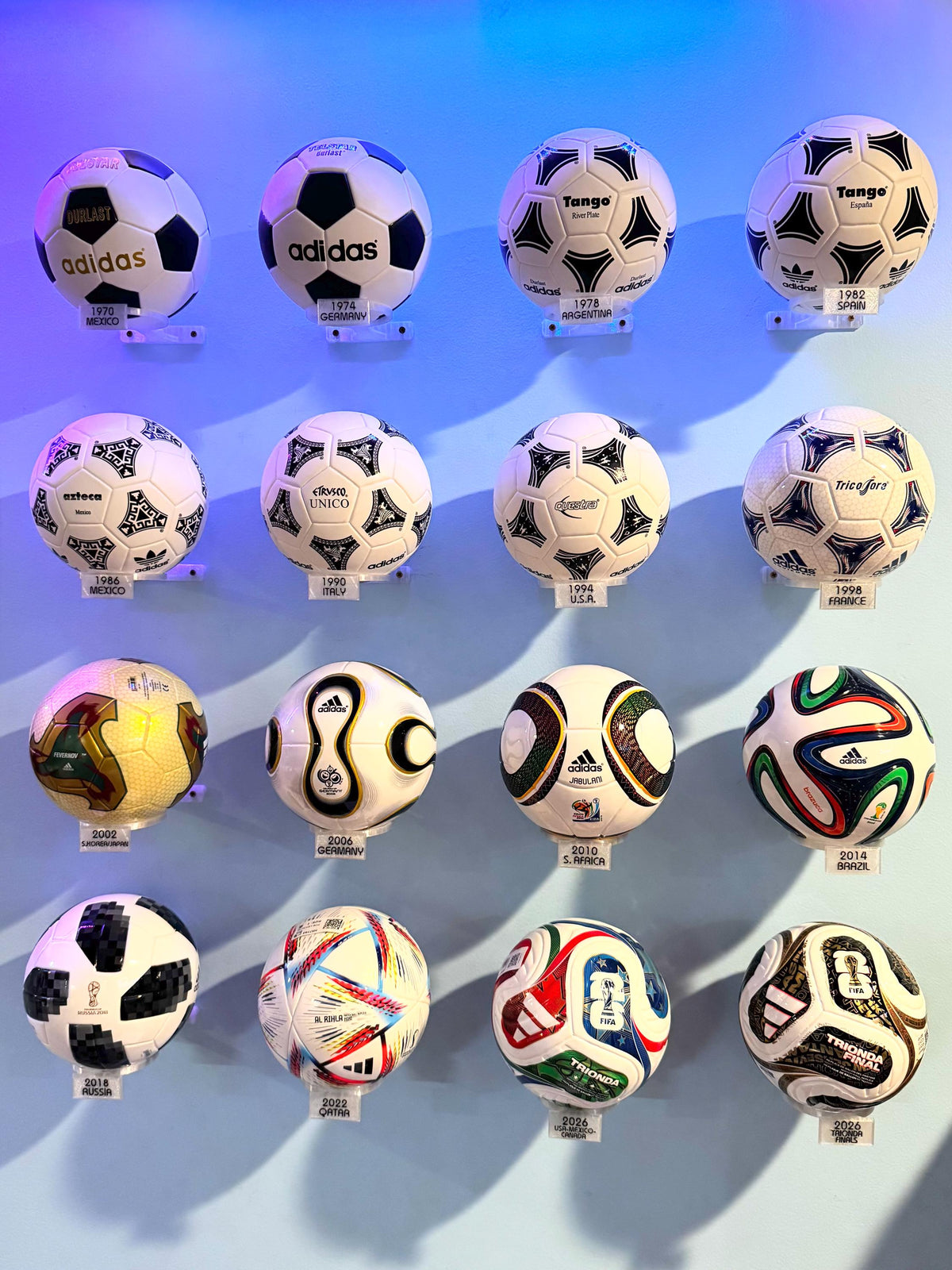 3D Printed Adidas World Cup Size 1 Mini Ball Wall Mount Display