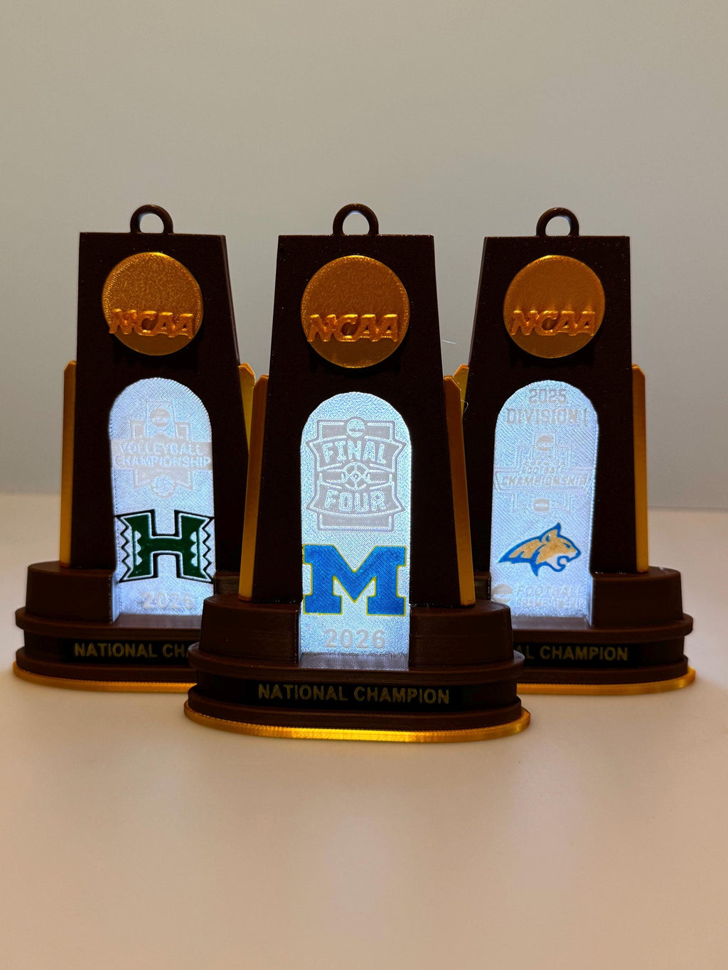 3D Printed Customizable NCAA Championship Trophy Ornaments Gift