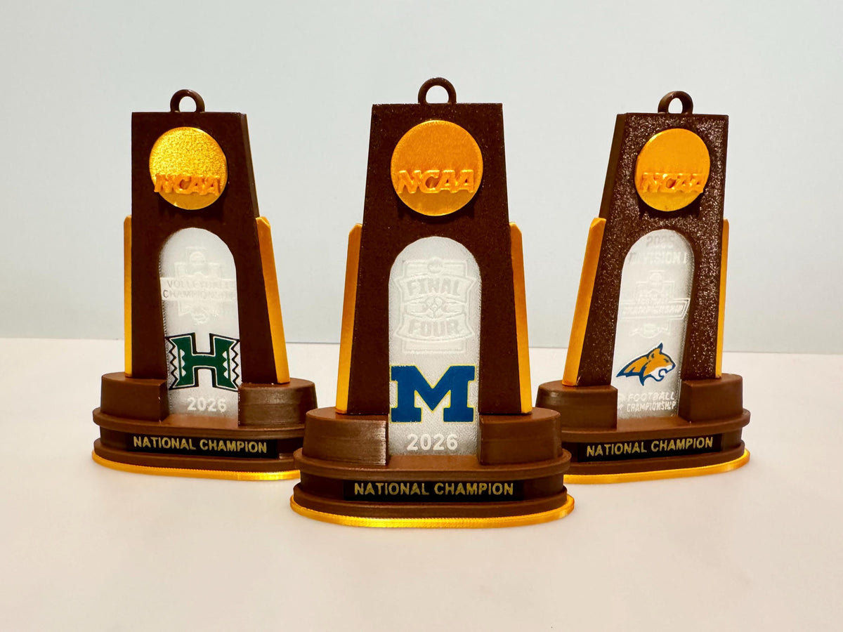 3D Printed Customizable NCAA Championship Trophy Ornaments Gift
