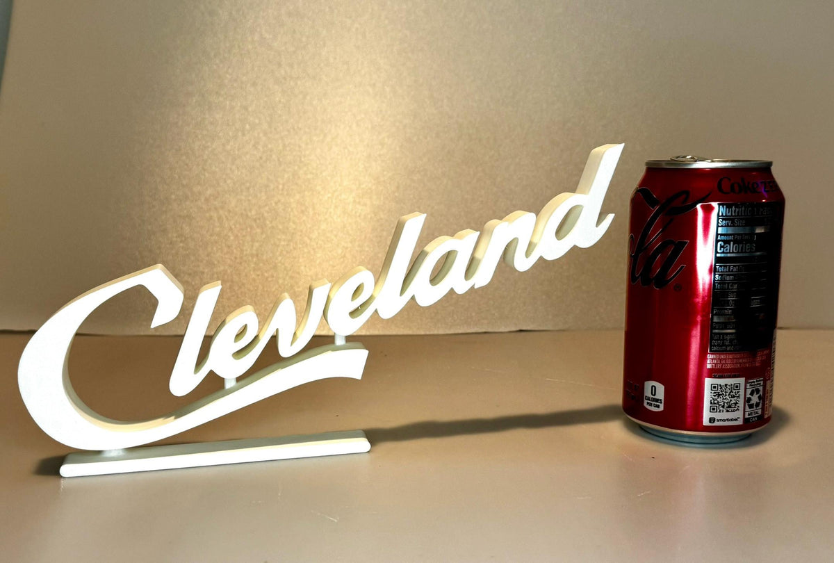 Cleveland Script Sign Office Desk Display Souvenir Gift Ohio with Display Stand