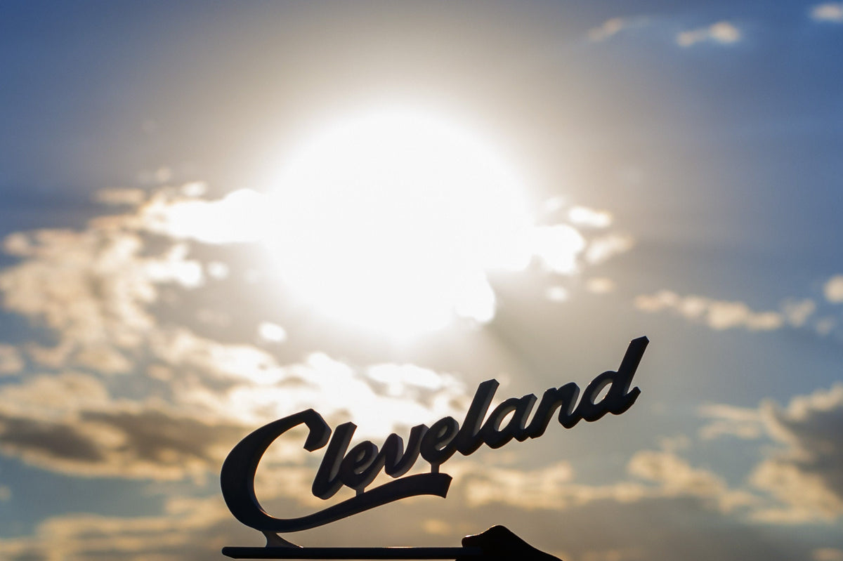 Cleveland Script Sign Office Desk Display Souvenir Gift Ohio with Display Stand