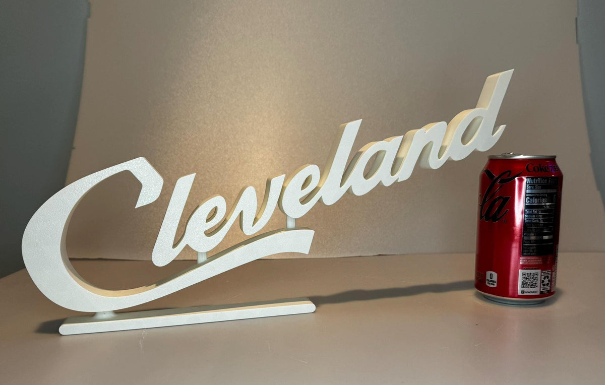 Cleveland Script Sign Office Desk Display Souvenir Gift Ohio with Display Stand
