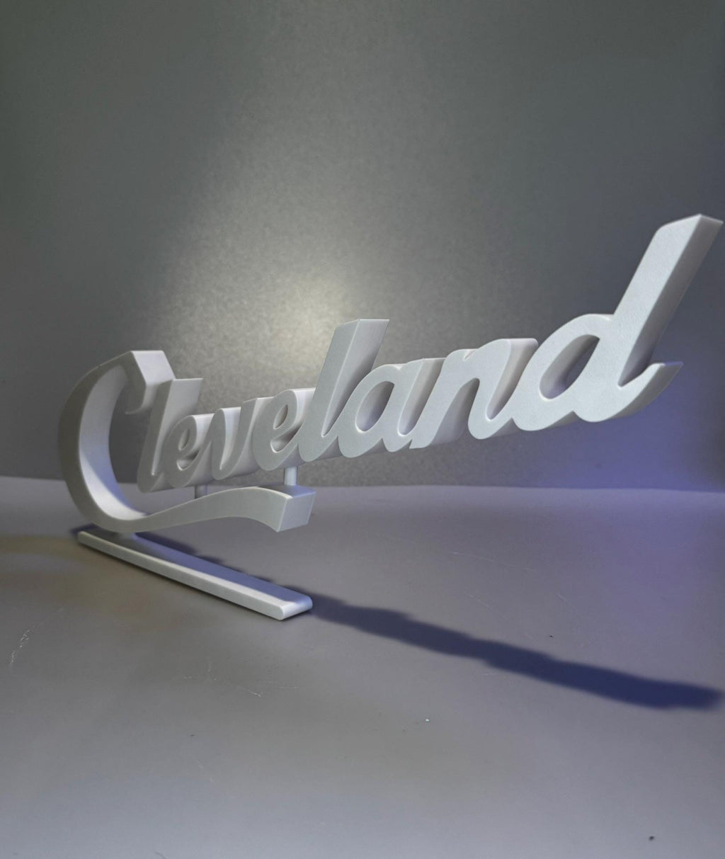 Cleveland Script Sign Office Desk Display Souvenir Gift Ohio with Display Stand