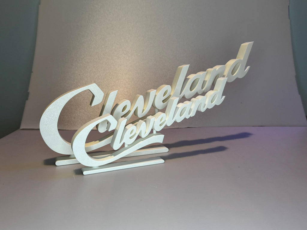 Cleveland Script Sign Office Desk Display Souvenir Gift Ohio with Display Stand