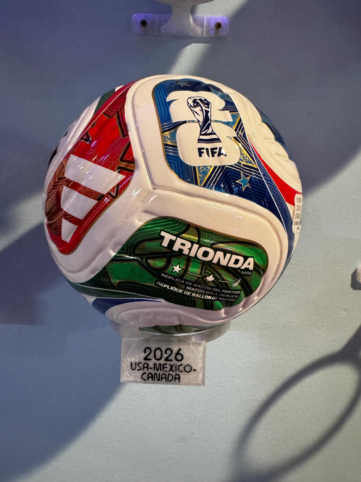 3D Printed Adidas World Cup Size 1 Mini Ball Wall Mount Display