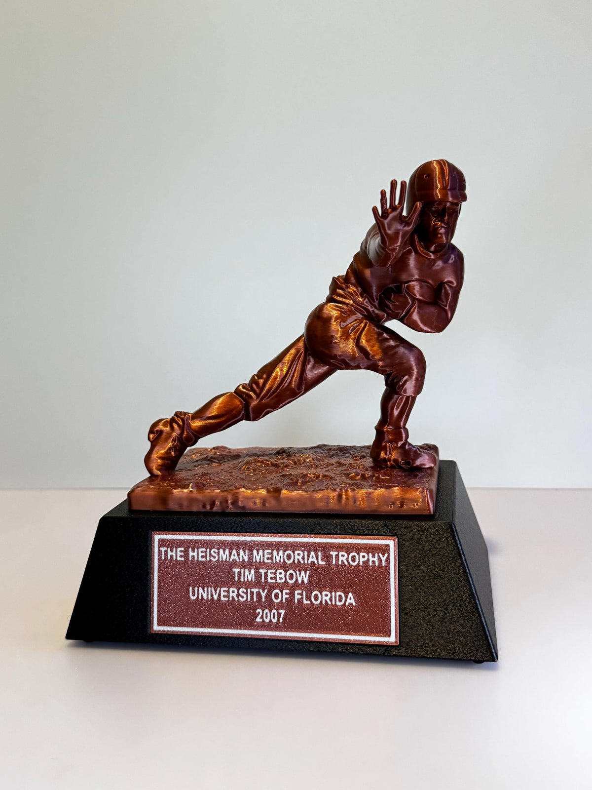 3D Printed 8" Tall Heisman Memorial Trophy with Fully Customizable Plaque