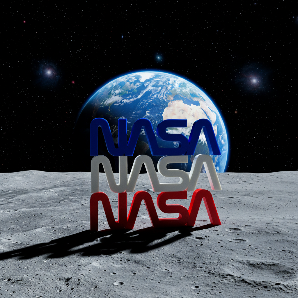 NASA Worm Logo on Moon Surface