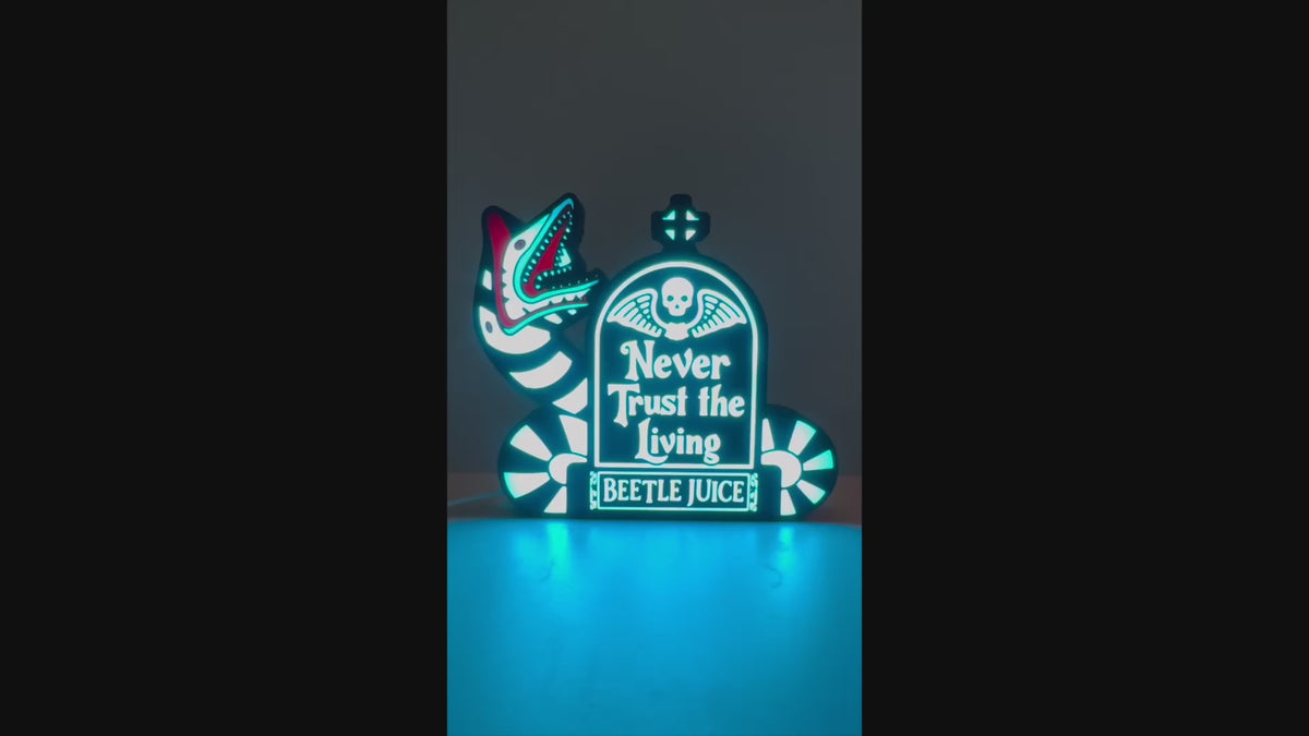 Beetlejuice "Never Trust the Living" LED Lightbox Sign